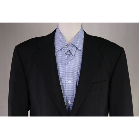 Hickey-Freeman Solid Black w/ Roman Coin Buttons 2-Btn Wool Blazer Jacket 42L - Picture 3 of 9